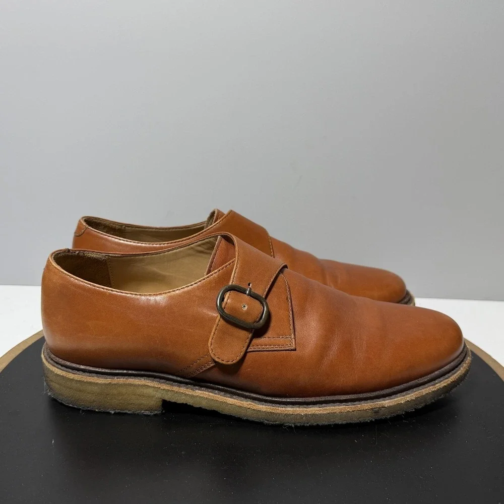 A.P.C. Shoes Mens Size‎ 8 Brown Leather Monk Strap Dress Casual Portugal Crepe